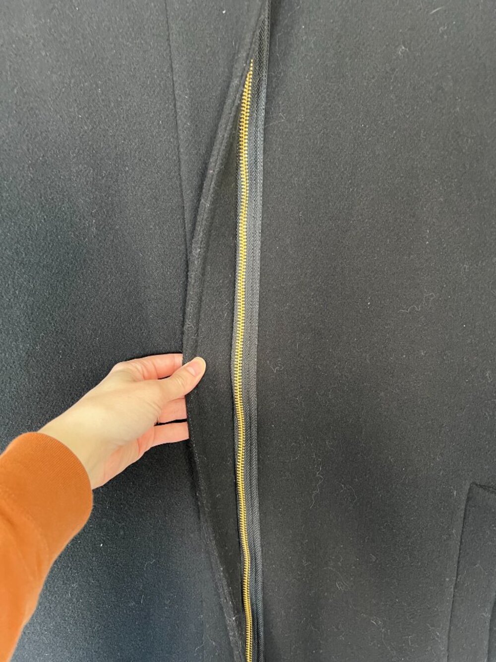 J.Crew Factory Wool Blend High Neck Long Coat with Hidden Zipper Black Size 16 - Picture 5 of 11
